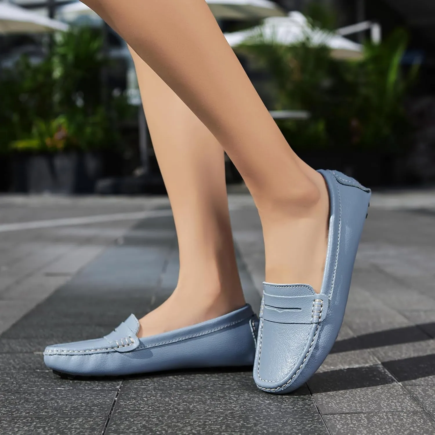 Artisure Women's Classic Comfort Leather Penny Loafers Casual Slip-Ons Lightweight Walking Flats Driving Mocs Boat Shoes