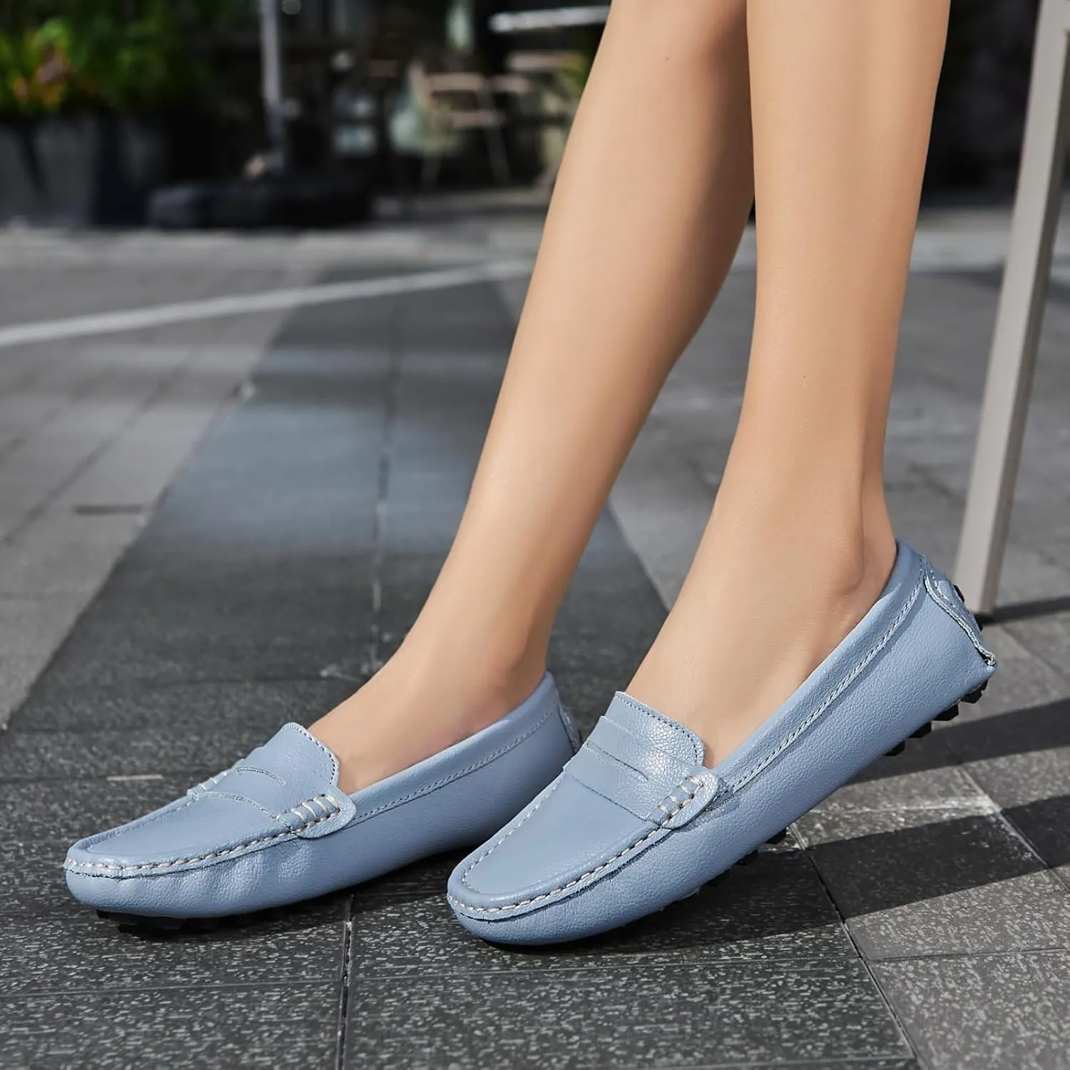 Artisure Women's Classic Comfort Leather Penny Loafers Casual Slip-Ons Lightweight Walking Flats Driving Mocs Boat Shoes