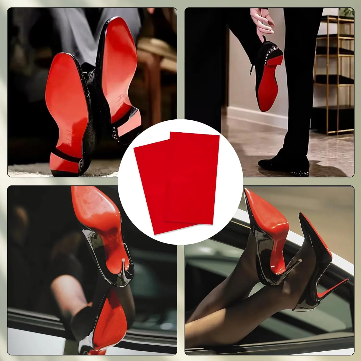 Ashoeset Red Bottoms Shoe Sole Protector, 4 Pcs Self-Adhesive Shoe Bottom Protector for Christian Louboutin Shoes, Shoe Sole Protector Replacement for Louboutin Shoes
