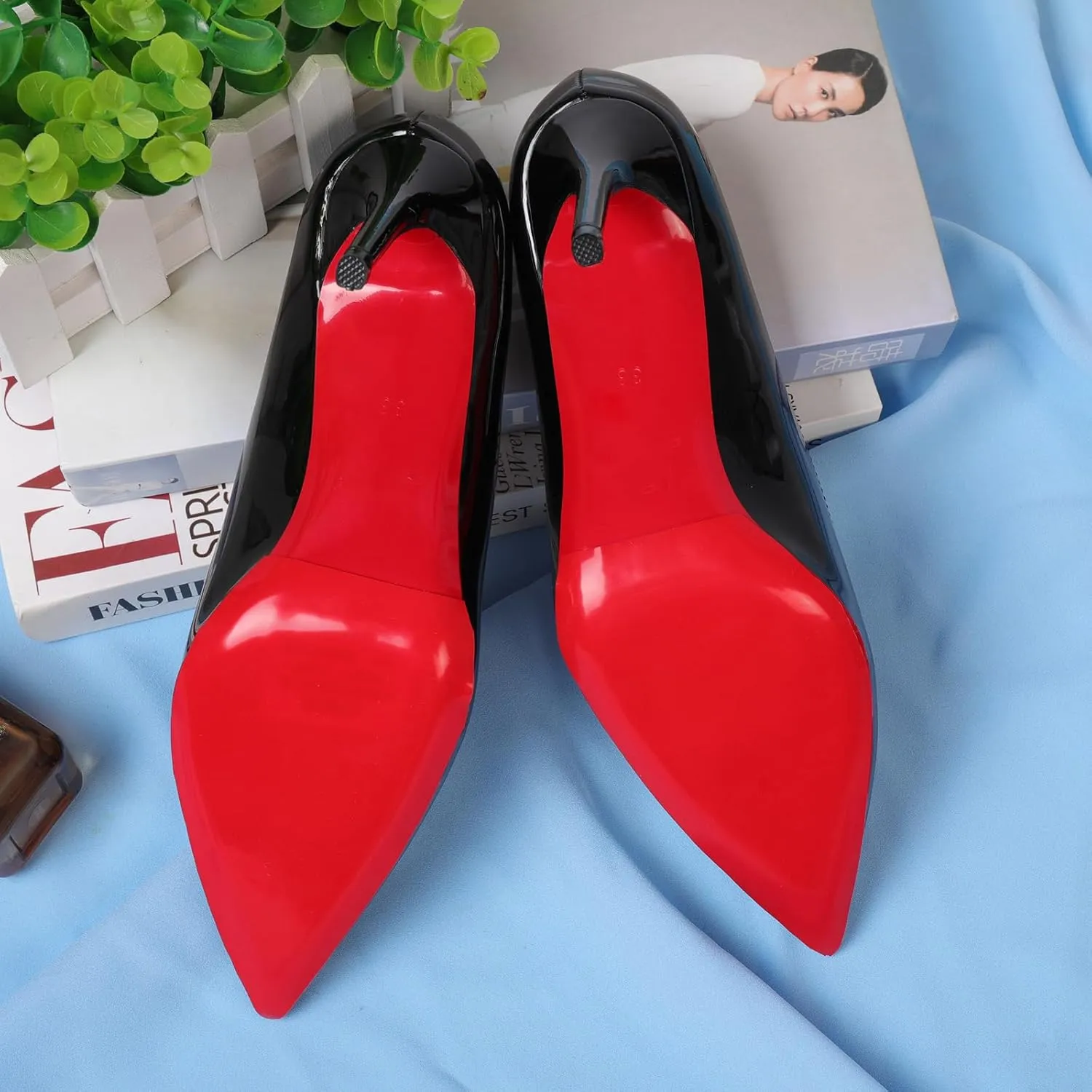 Ashoeset Red Bottoms Shoe Sole Protector, 4 Pcs Self-Adhesive Shoe Bottom Protector for Christian Louboutin Shoes, Shoe Sole Protector Replacement for Louboutin Shoes