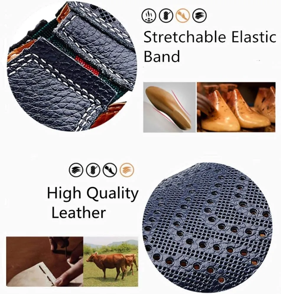 Asifn Mens Leather Driving Loafer Lightweight Slip-on Breathable Walking Boat Shoes Flat Slippers Outdoor Moccasin