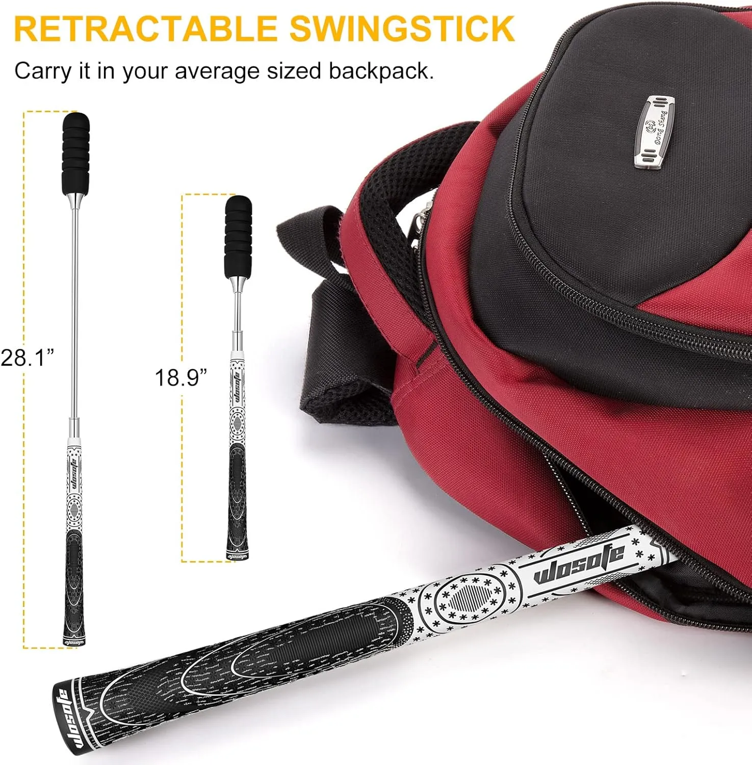 At Home Premium Golf Swing Trainer, Retractable - For Home or Traveling - Use as Standalone Impact Trainer OR Compatible with Blast Motion, Phigolf, TruGolf Mini Mobile Golf Simulator