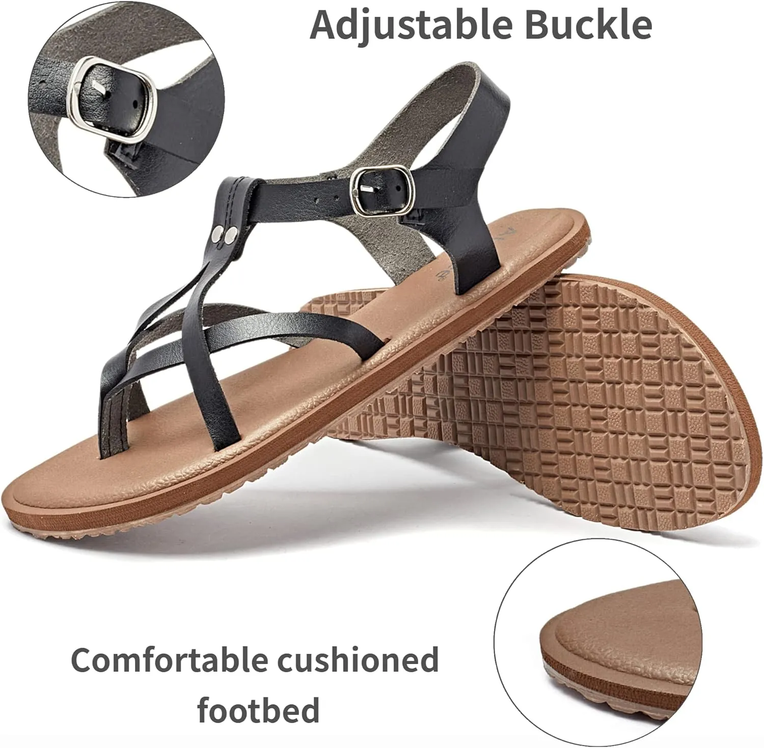 Ataiwee Women's Flat Slide Sandals - Casual Bling Bohemian Thong Slip on Summer Flat Sandals.