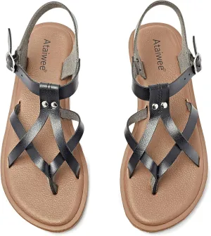 Ataiwee Women's Flat Slide Sandals - Casual Bling Bohemian Thong Slip on Summer Flat Sandals.