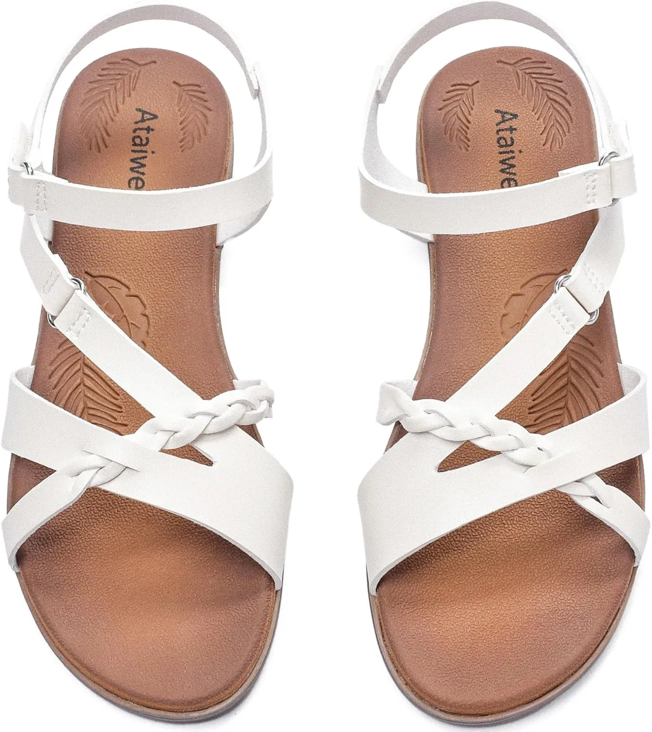 Ataiwee Women's Flat Slide Sandals - Fashion Slip On Flat Summer Shoes.