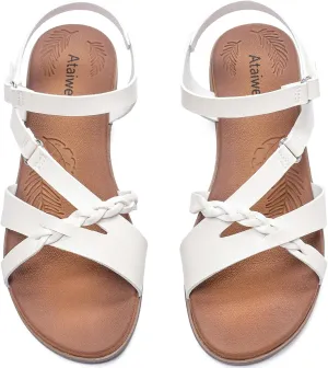 Ataiwee Women's Flat Slide Sandals - Fashion Slip On Flat Summer Shoes.