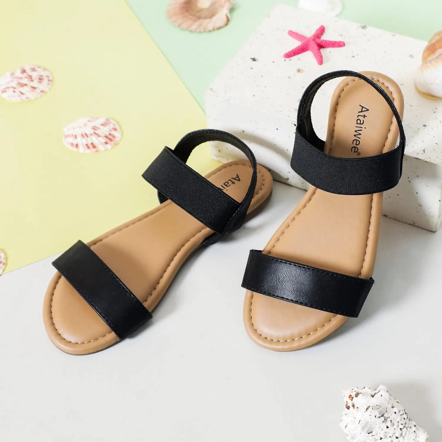 Ataiwee Women's Flat Slide Sandals - Fashionable Braided Elegant Cross Strap Flat Summer Sandals.