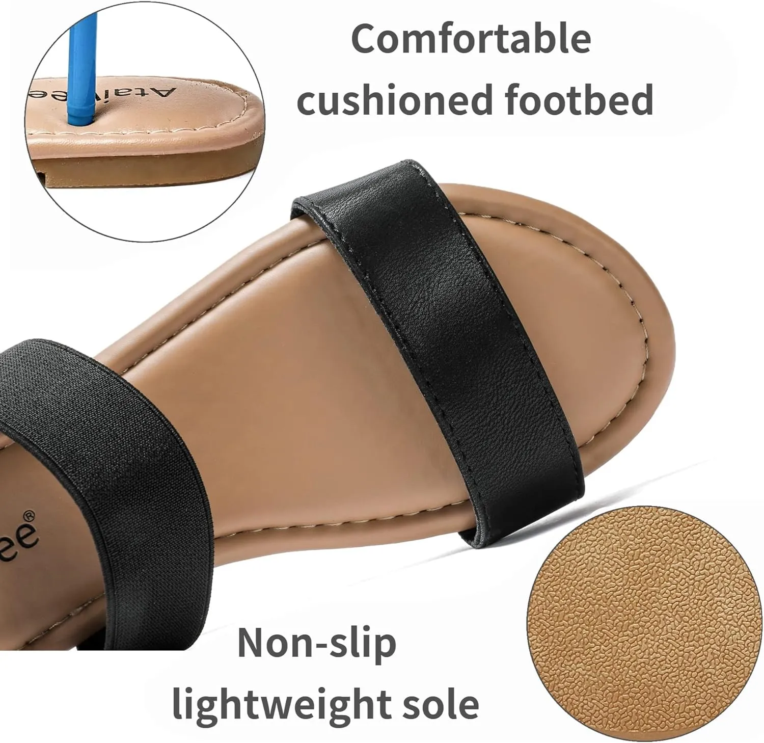 Ataiwee Women's Flat Slide Sandals - Fashionable Braided Elegant Cross Strap Flat Summer Sandals.