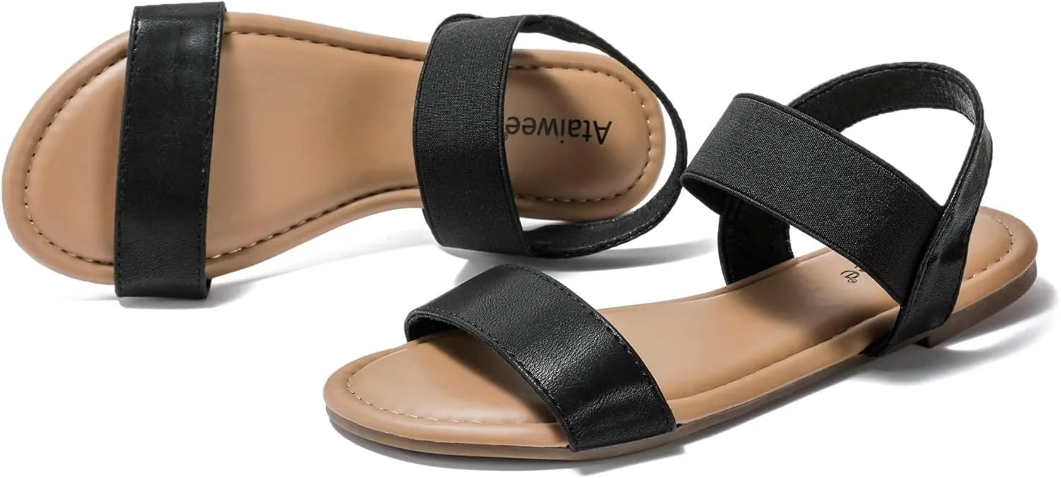 Ataiwee Women's Flat Slide Sandals - Fashionable Braided Elegant Cross Strap Flat Summer Sandals.