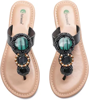 Ataiwee Women's Flat Slide Sandals - Ladies Casual Slip On Criss Cross Strap Summer Shoes.