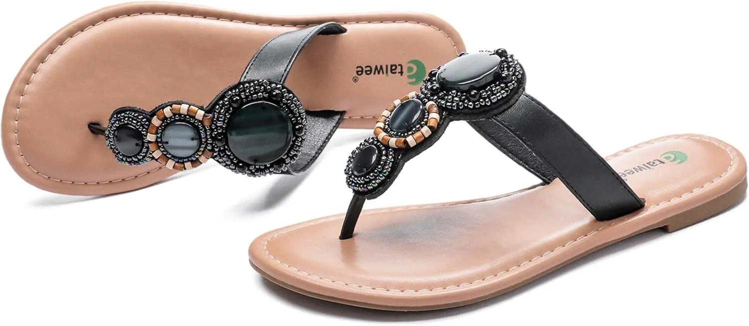 Ataiwee Women's Flat Slide Sandals - Ladies Casual Slip On Criss Cross Strap Summer Shoes.