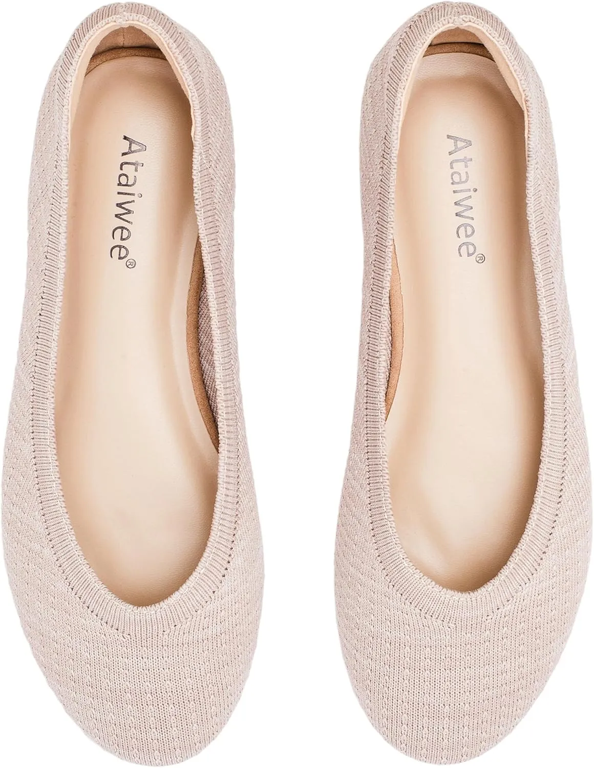 Ataiwee Women's Wide Width Flat Shoes - Fashion Dressy Knitted Soft Breathable Comfort Slip-On Ballet Flats.