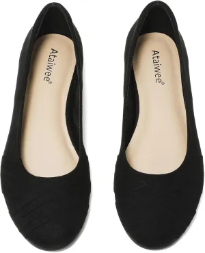 Ataiwee Women's Wide Width Flats Shoes - Casual Comfortable Round Toe Plus Size Ballet Shoes.
