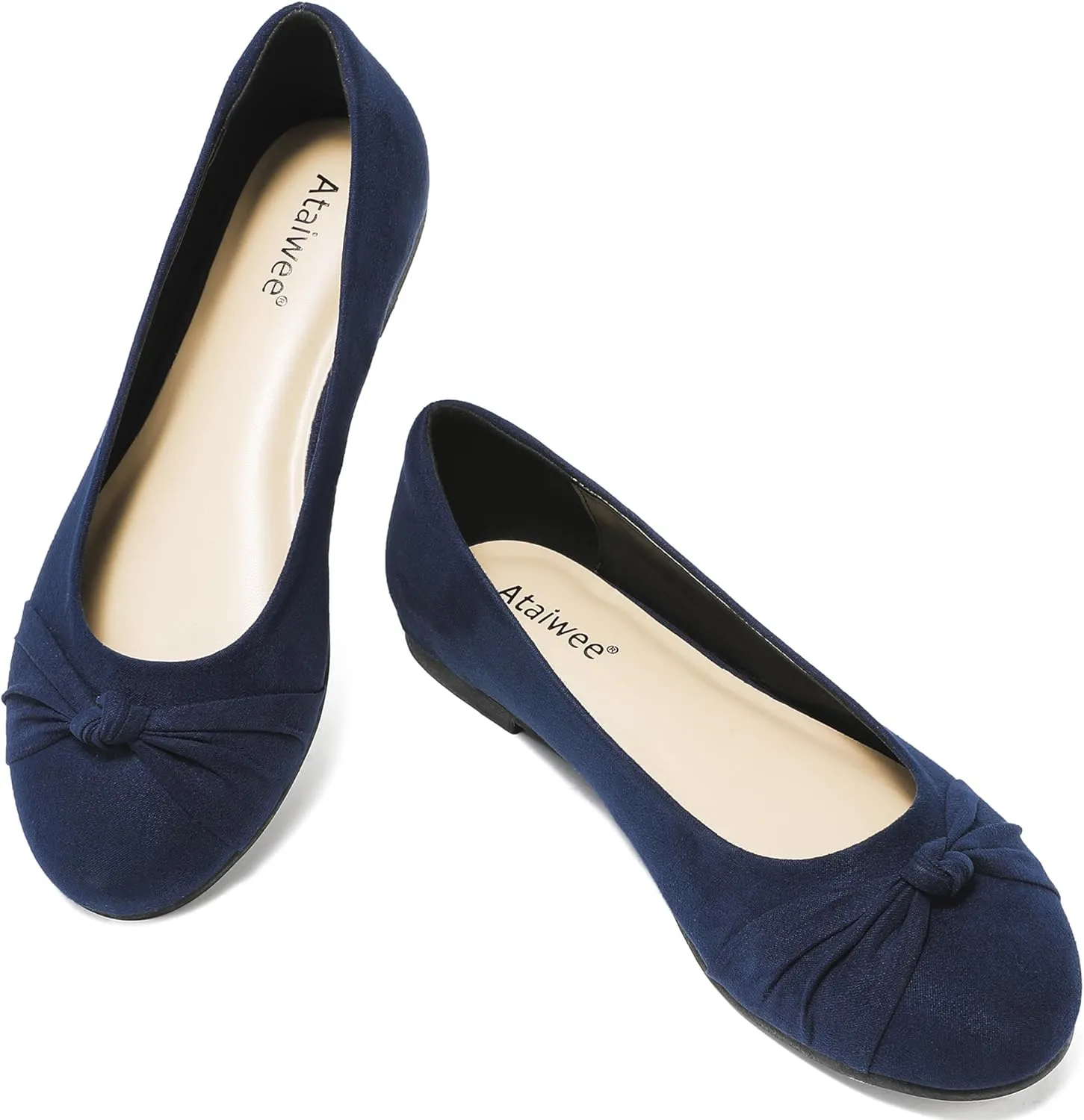 Ataiwee Women's Wide Width Flats Shoes - Ladies Cute and Comfortable Dress Ballet Shoes.