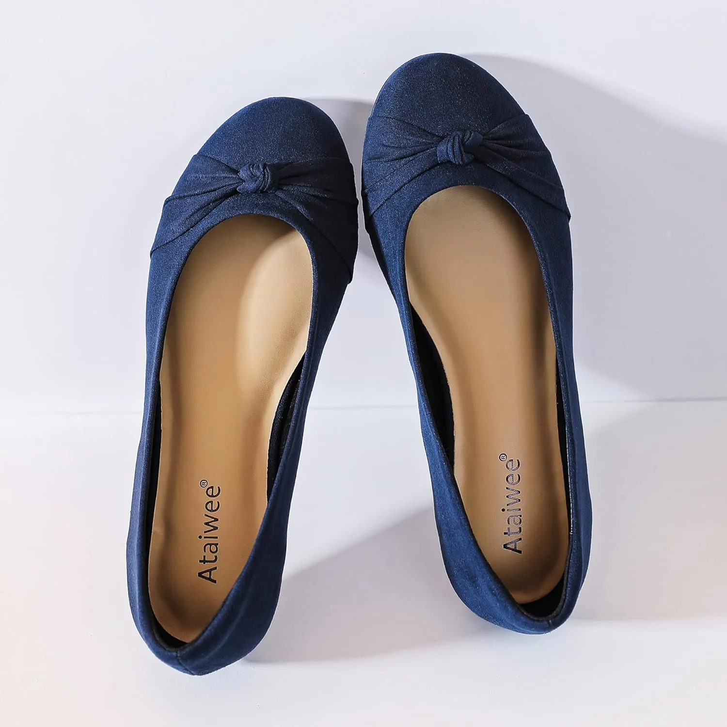 Ataiwee Women's Wide Width Flats Shoes - Ladies Cute and Comfortable Dress Ballet Shoes.