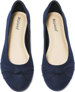 Ataiwee Women's Wide Width Flats Shoes - Ladies Cute and Comfortable Dress Ballet Shoes.