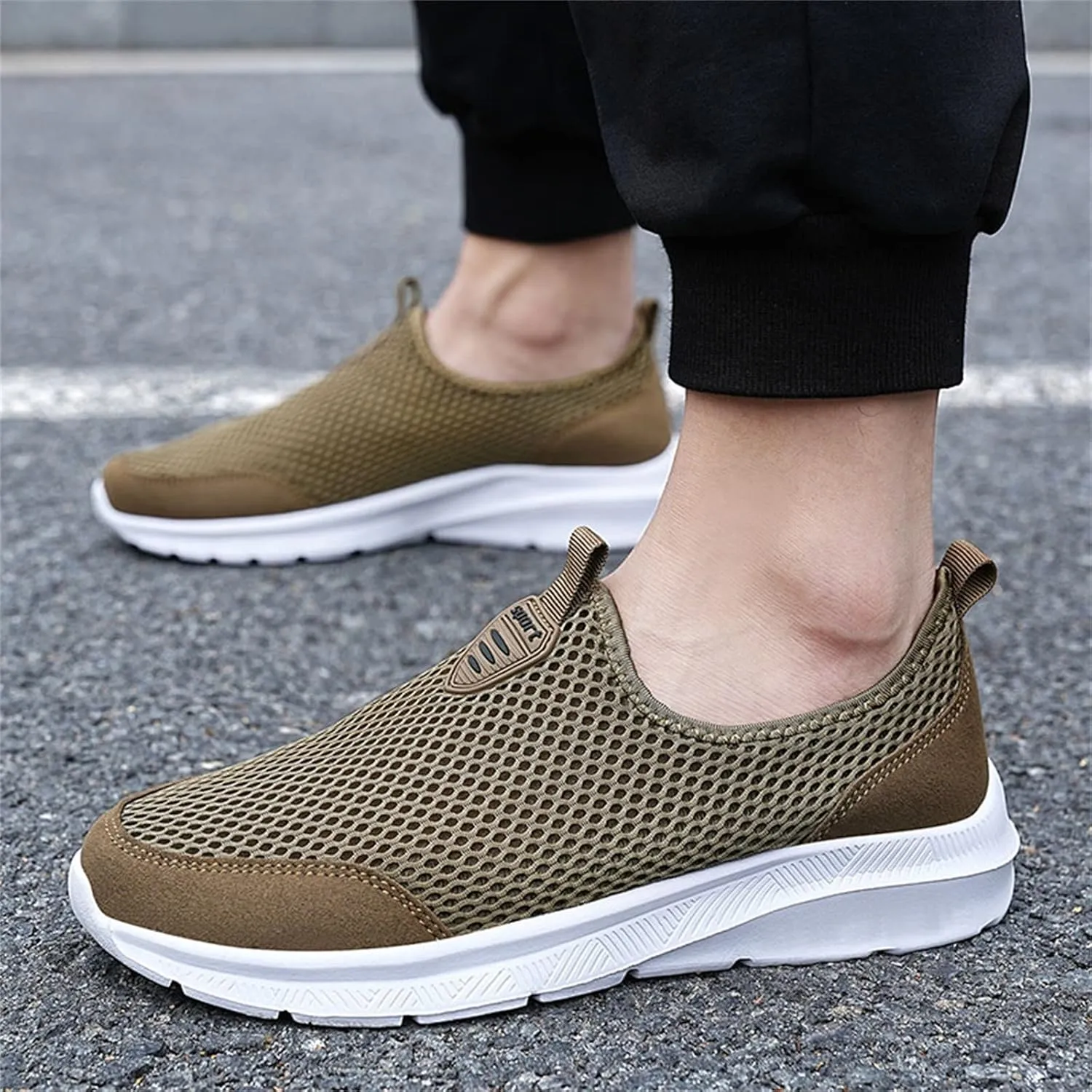 Athletic Fashion Sneakers for Men Comfortable Breathable Stretch Canvas Slip On Sneaker Casual Stretch Sneaker
