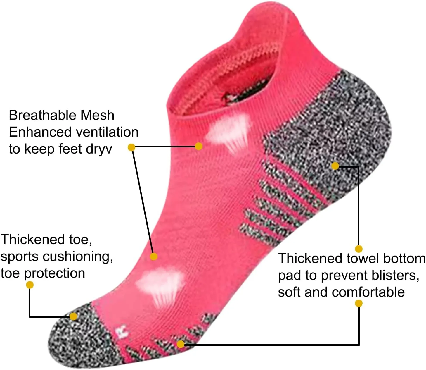 Athletic Running Ankle Socks for Men and Women - Anti Blister Low Cut Socks - 4 Pairs & 6 Pairs