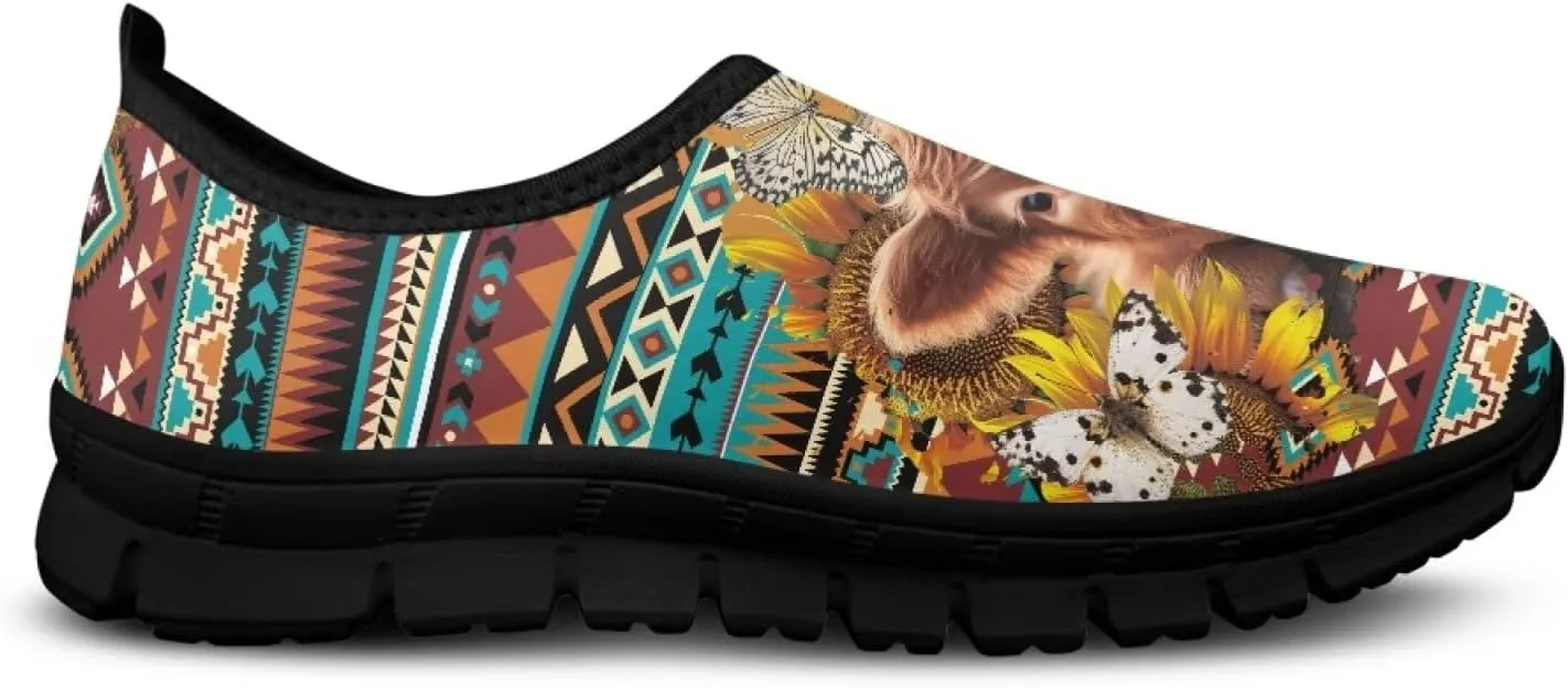 Aztec Walking Shoes for Women Casual Slip On Non Skid Flat Sneakers Fashion Breathable Tennis Work Footwear