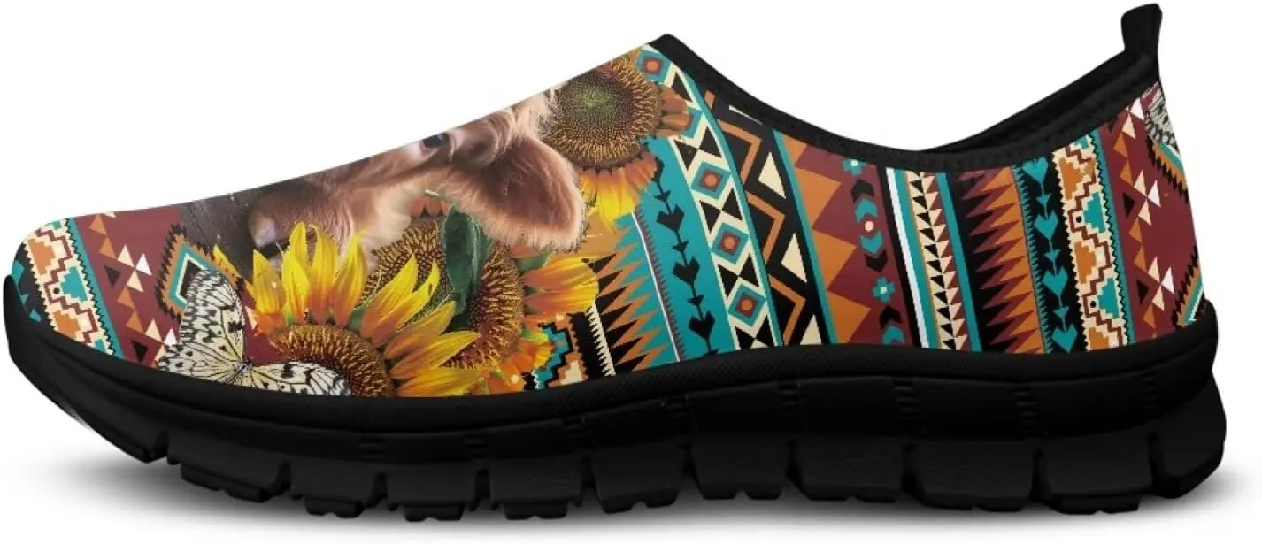 Aztec Walking Shoes for Women Casual Slip On Non Skid Flat Sneakers Fashion Breathable Tennis Work Footwear