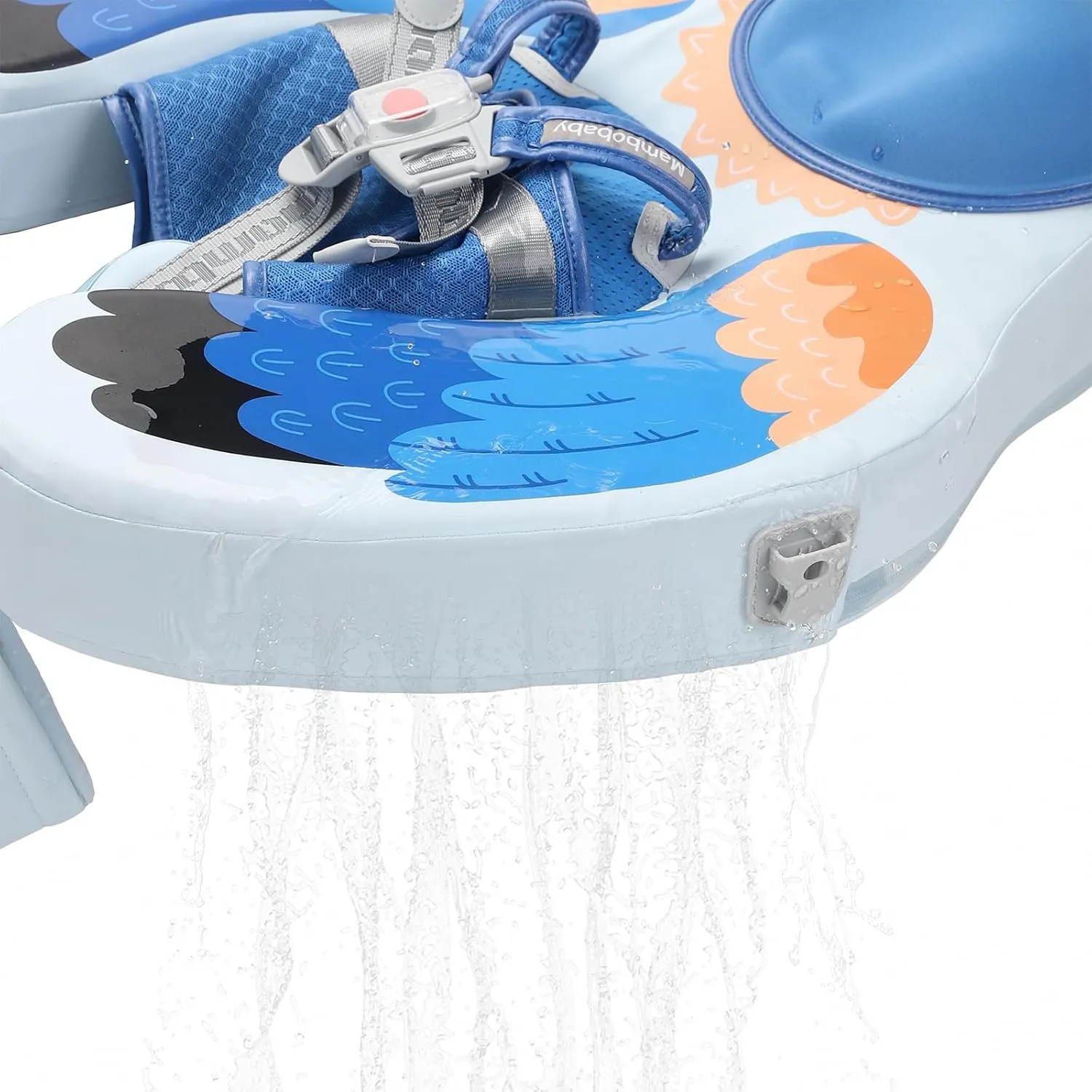 Baby Float with Canopy Non Inflatable Mambobaby Float Pool Floats, Sun Protection Baby Swimming Float Add Tail Avoid Flip Over Swim Trainer for Infants (Bird Blue-I02BBCTLULNMA01I02)