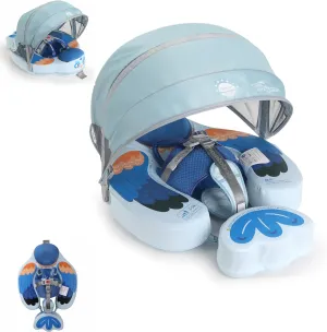 Baby Float with Canopy Non Inflatable Mambobaby Float Pool Floats, Sun Protection Baby Swimming Float Add Tail Avoid Flip Over Swim Trainer for Infants (Bird Blue-I02BBCTLULNMA01I02)
