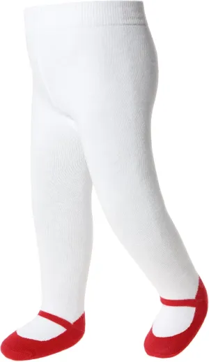 Baby Girl Tights with Sewn-in Mary Jane Shoe Design - Anti Slip - Cotton-Infant & Toddler Sizes
