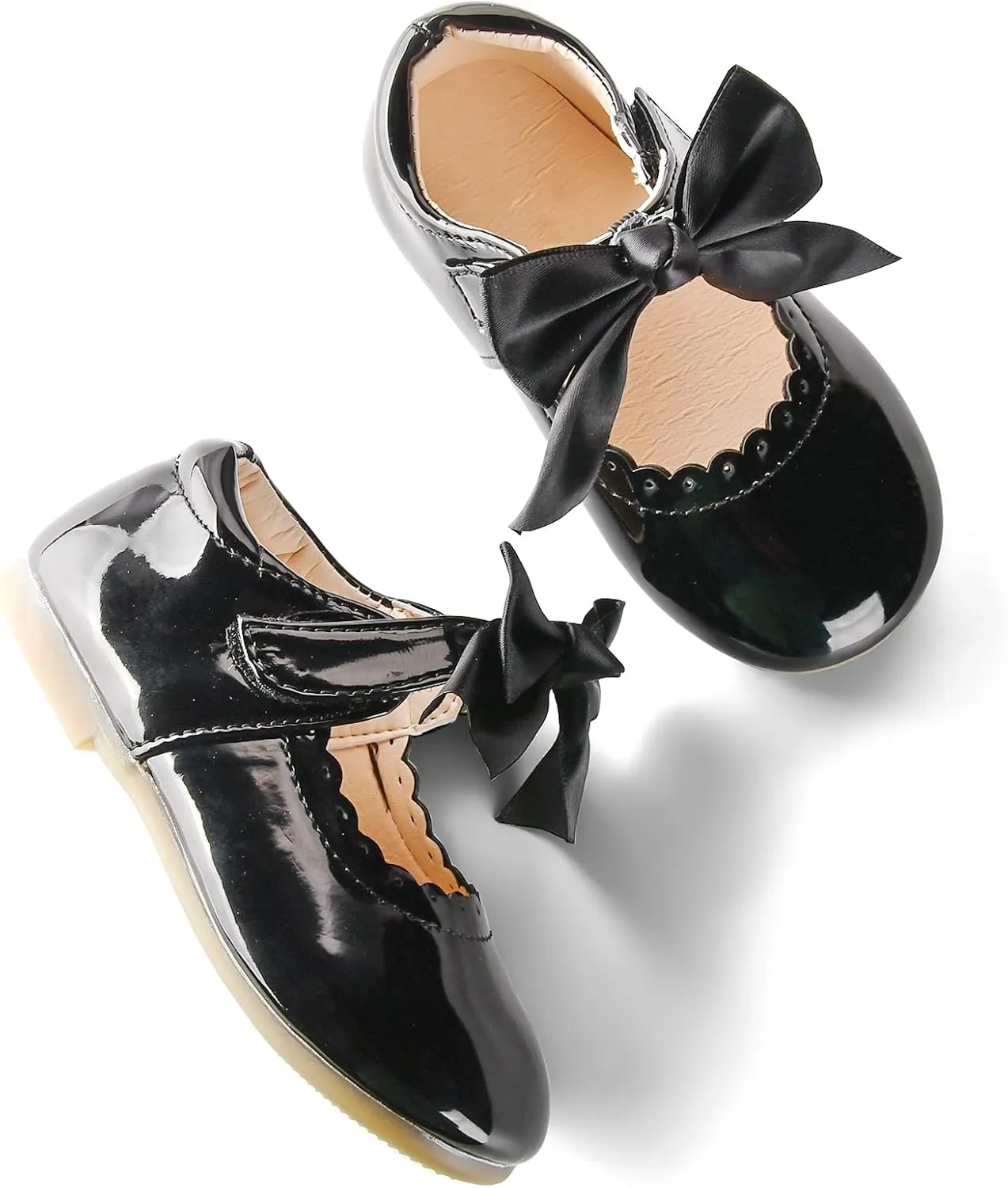 Baby Girls Wedding Flat Ribbon Bow Shoes Princess Dress Mary Jane