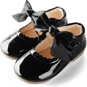 Baby Girls Wedding Flat Ribbon Bow Shoes Princess Dress Mary Jane