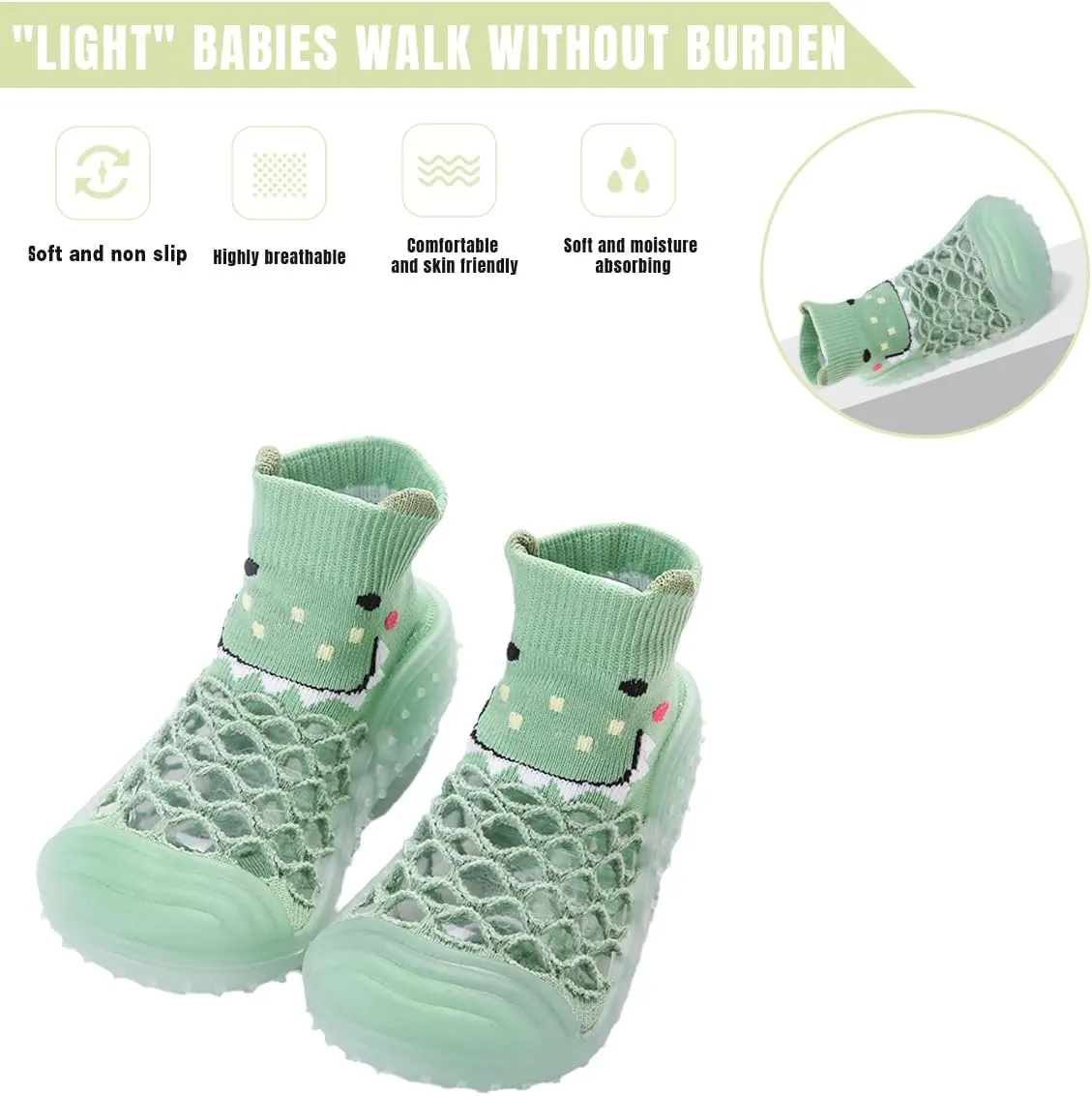 Baby Sock Shoes Boys Girls First Walking Shoes Non Slip Lightweight Toddler Infant Indoor Outdoor