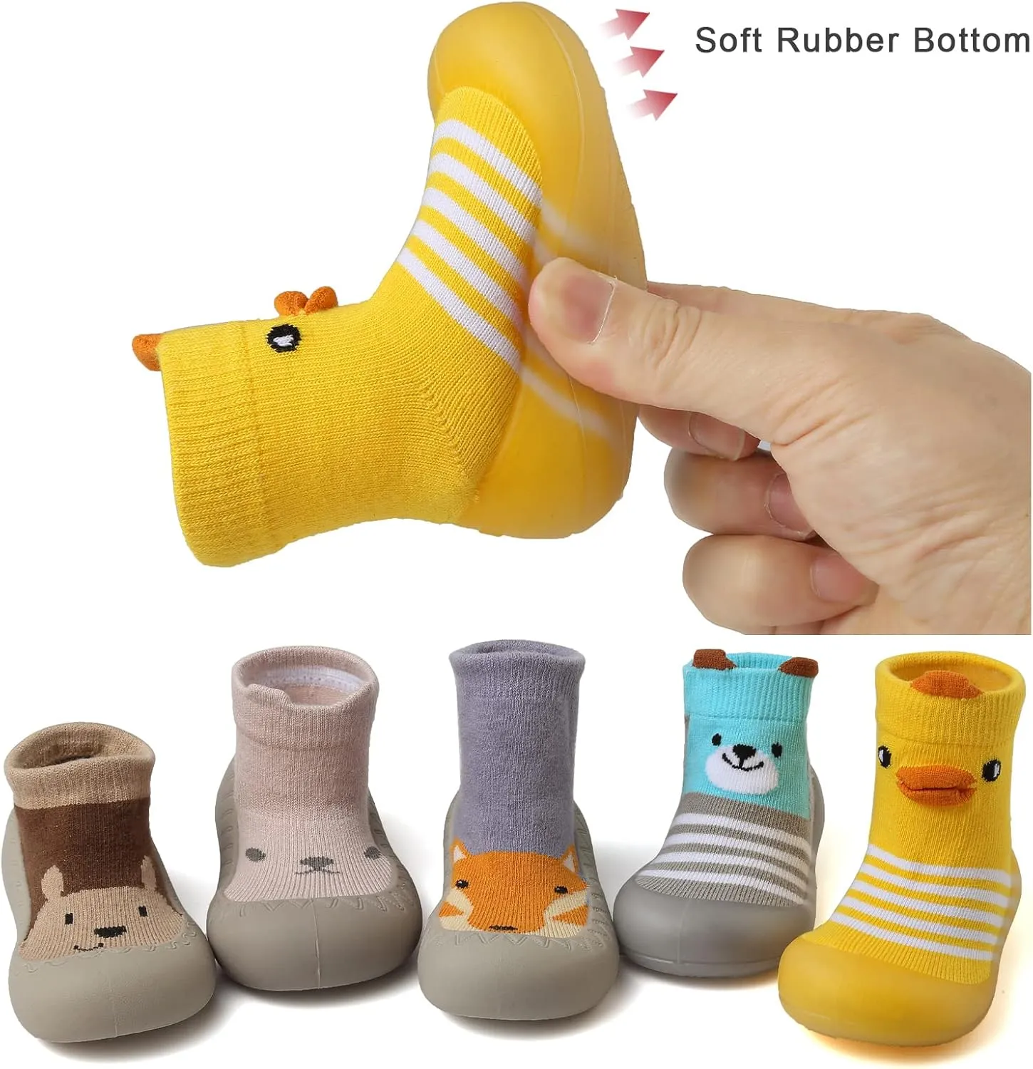 Baby Sock Shoes Toddler Cartoon Soft Rubber Sole Non Slip Indoor Floor Slipper for Infant Boys Girls