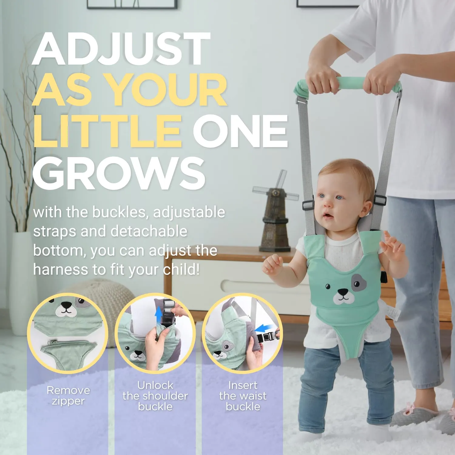 Baby Walking Harness - Handheld Kids Walker Helper - Toddler Infant Walker Harness Assistant Belt - Child Baby Walk Learning Help Support Assist Trainer Tool - for 7-24 Month Old