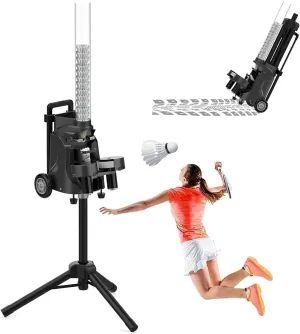 Badminton Machine Shuttlecock Launcher, Automatic Badminton Trainer with Smart APP Control, Adjustable Serving Frequency 1-5 Seconds Rechargable Badminton Serve Equipment for Players