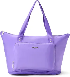 Baggallini Carryall Expandable Lightweight Travel Tote 22" Packable Folding Compact Nylon Washable Weekender w/Luggage Sleeve