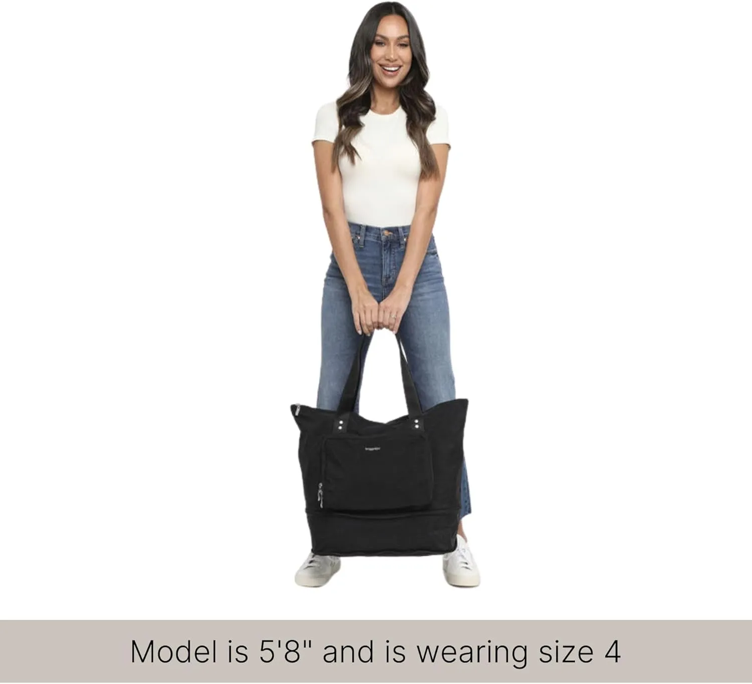 Baggallini Carryall Expandable Lightweight Travel Tote 22" Packable Folding Compact Nylon Washable Weekender w/Luggage Sleeve