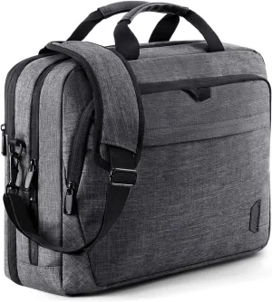 BAGSMART 17.3 Inch Laptop Bag, Expandable Computer Bag Laptop Briefcase Men Women,Laptop Shoulder Bag,Work Bag Business Travel Office, Dark Grey