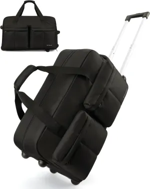 BAGSMART Rolling Duffle Bag with Wheels, Carry On Wet Pocket Duffel for Travel with Handle, Black