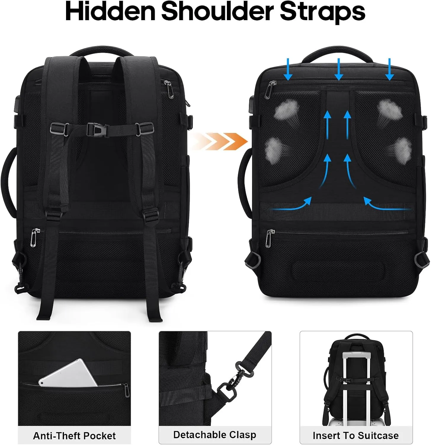 Bagsure Travel Backpack, 42L Carry on Luggage, Flight Approved Expandable Backpack, Laptop Backpack