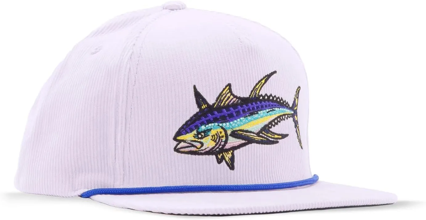 Bajío Flat Brim Fishing Hat – Marine Art Snapback Trucker Cap with Embroidered Ocean Design, Breathable and Coastal-Ready