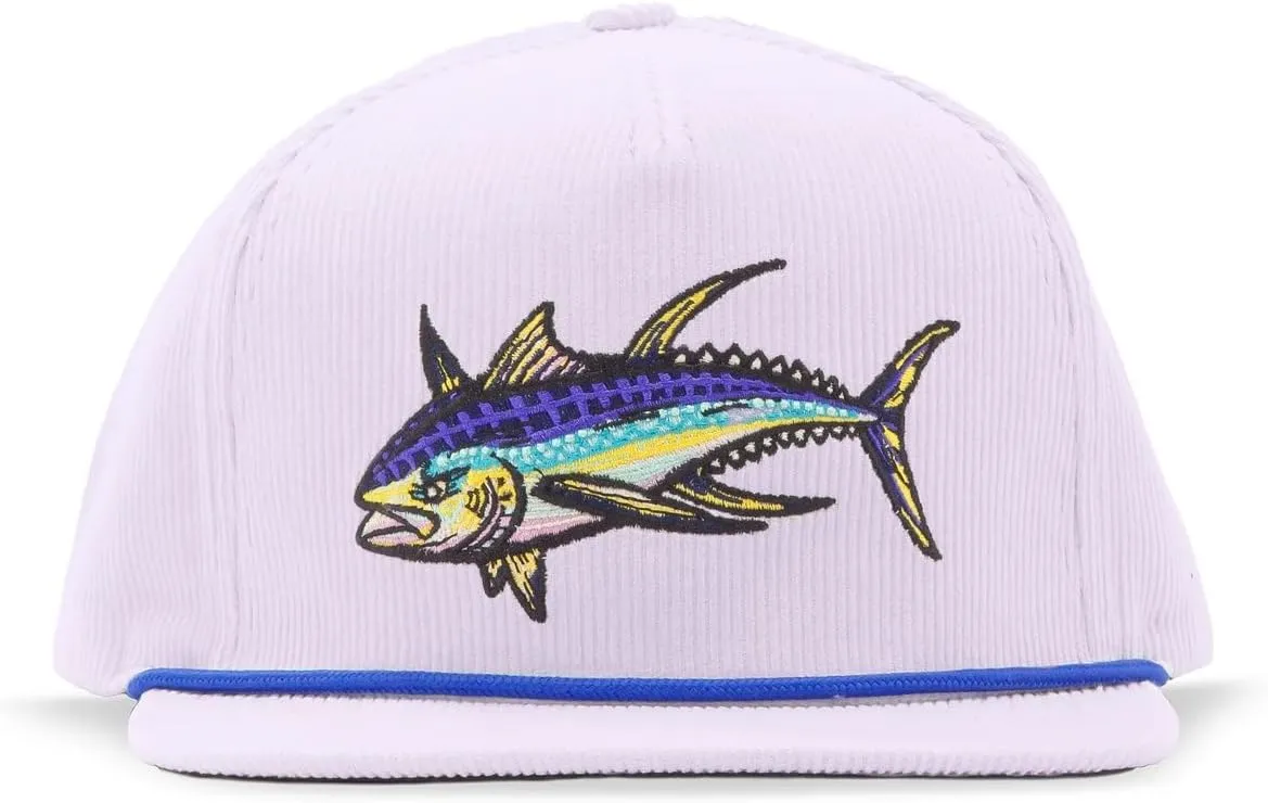 Bajío Flat Brim Fishing Hat – Marine Art Snapback Trucker Cap with Embroidered Ocean Design, Breathable and Coastal-Ready