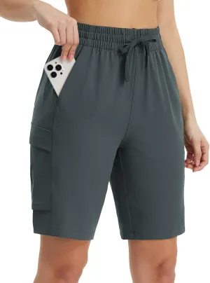 baleaf Women's 9" Cargo Shorts Hiking Water Resistant Pockets Bermuda Lightweight UPF50  Camping Travel Outdoor