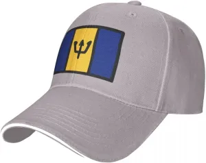 Barbados Flag Flat Pattern Casual Sandwich Baseball Cap-Adjustable Fit Four Seasons Breathable Lightweight Unisex Hat for Ou