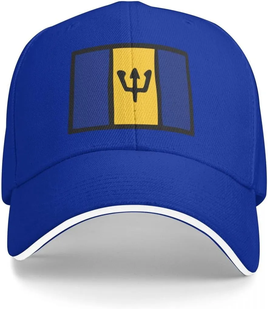 Barbados Flag Flat Pattern Casual Sandwich Baseball Cap-Adjustable Fit Four Seasons Breathable Lightweight Unisex Hat for Ou