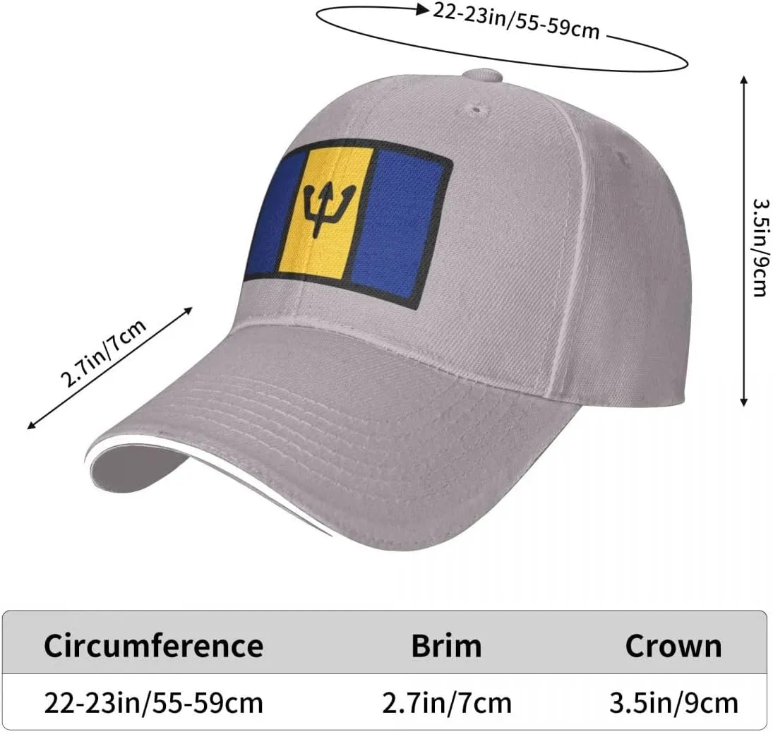 Barbados Flag Flat Pattern Casual Sandwich Baseball Cap-Adjustable Fit Four Seasons Breathable Lightweight Unisex Hat for Ou