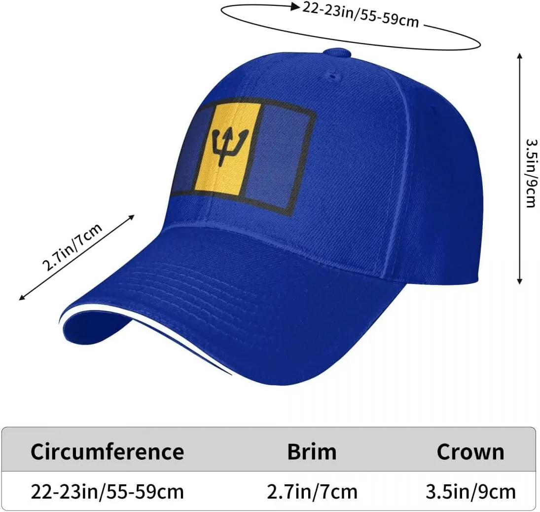 Barbados Flag Flat Pattern Casual Sandwich Baseball Cap-Adjustable Fit Four Seasons Breathable Lightweight Unisex Hat for Ou