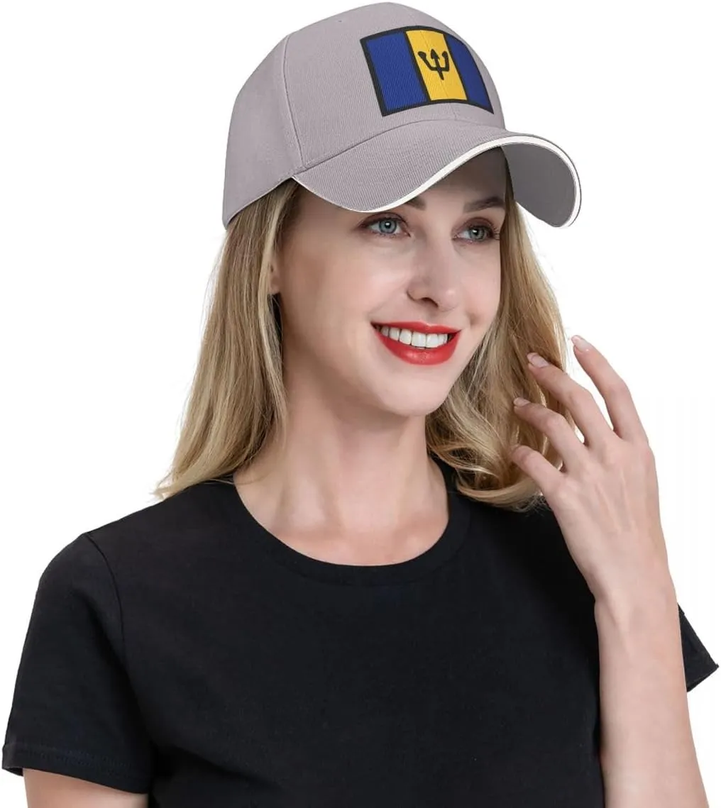 Barbados Flag Flat Pattern Casual Sandwich Baseball Cap-Adjustable Fit Four Seasons Breathable Lightweight Unisex Hat for Ou