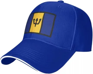 Barbados Flag Flat Pattern Casual Sandwich Baseball Cap-Adjustable Fit Four Seasons Breathable Lightweight Unisex Hat for Ou