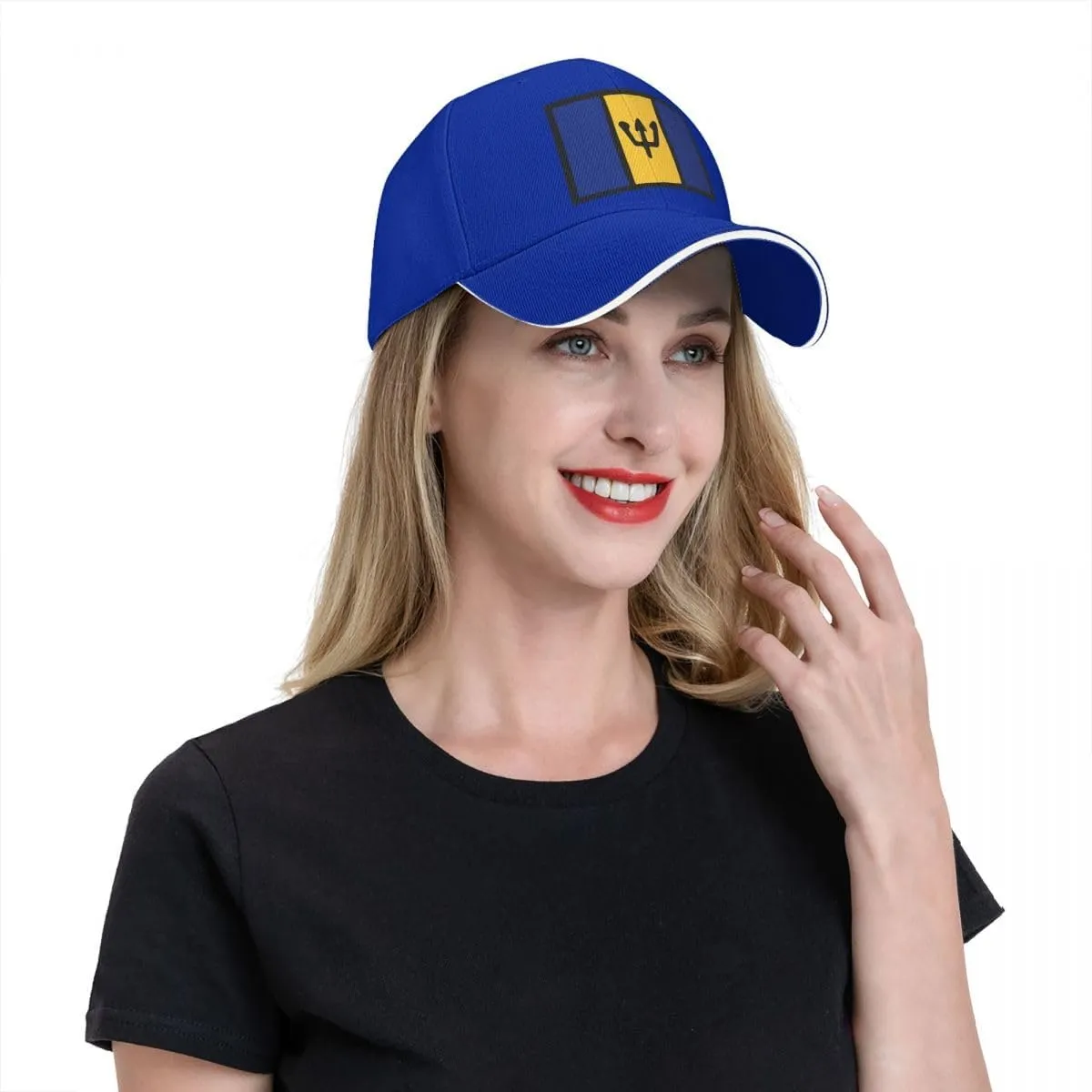 Barbados Flag Flat Pattern Casual Sandwich Baseball Cap-Adjustable Fit Four Seasons Breathable Lightweight Unisex Hat for Ou