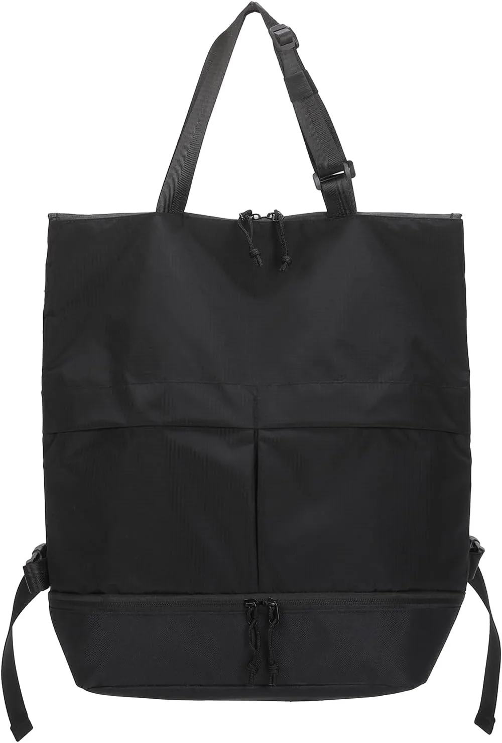 Barsine Convertible Tote Backpack with Shoe Compartment, 28L Large Foldable Backpack for Travel Lightweight, Dark Black