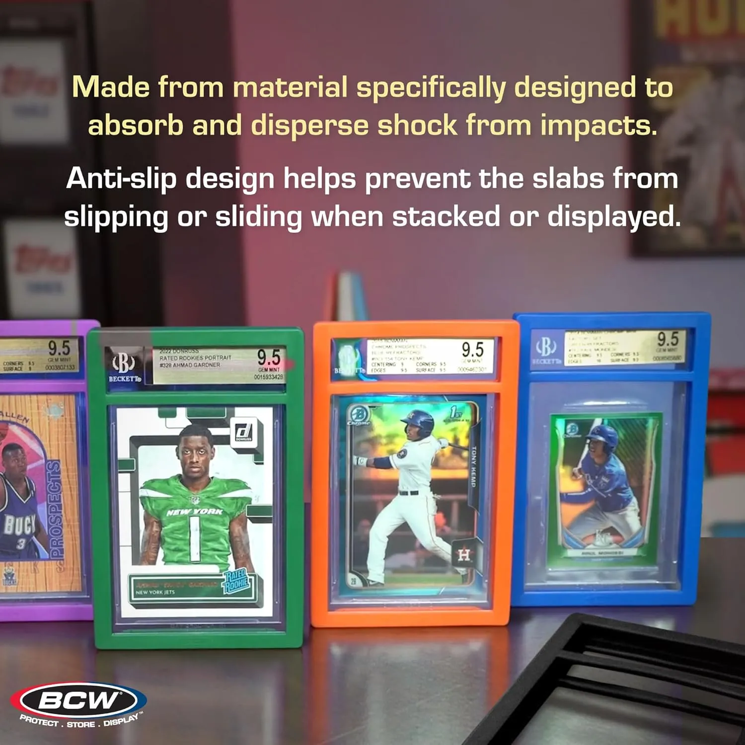 BCW Graded Card Slab Bumpers for BGS Slabs - Blue | 6-Pack Durable TPE Edge Protectors | Shields BGS-Standard Slabs from Scuffs, Chips & Impact Damage | Easy Fit & Non-Slip Grip for Trading Cards